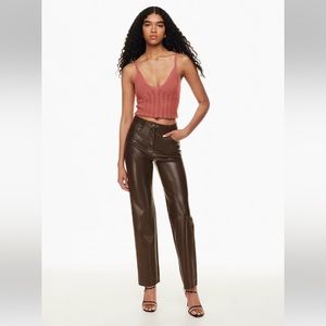 Aritzia Wilfred Melina Pant in Rich Mocha Brown. Size 6 Tall